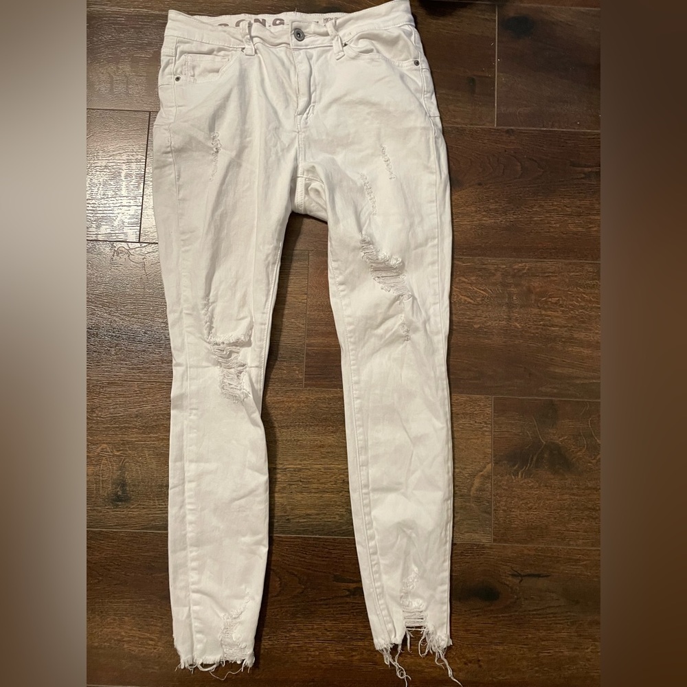 White  jeans they are high rise skinny ankle size 7